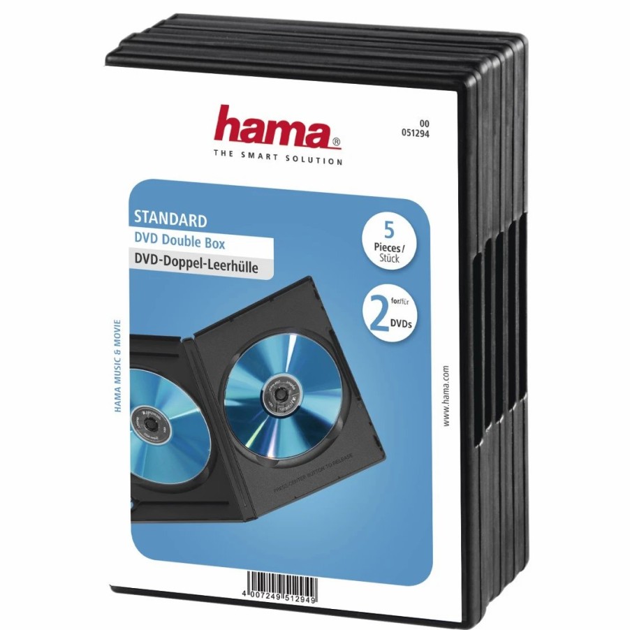 PC- & Laptop-Zubehör Hama | Dvd-Doppel-Leerhulle Standard, 5Er-Pack, Schwarz