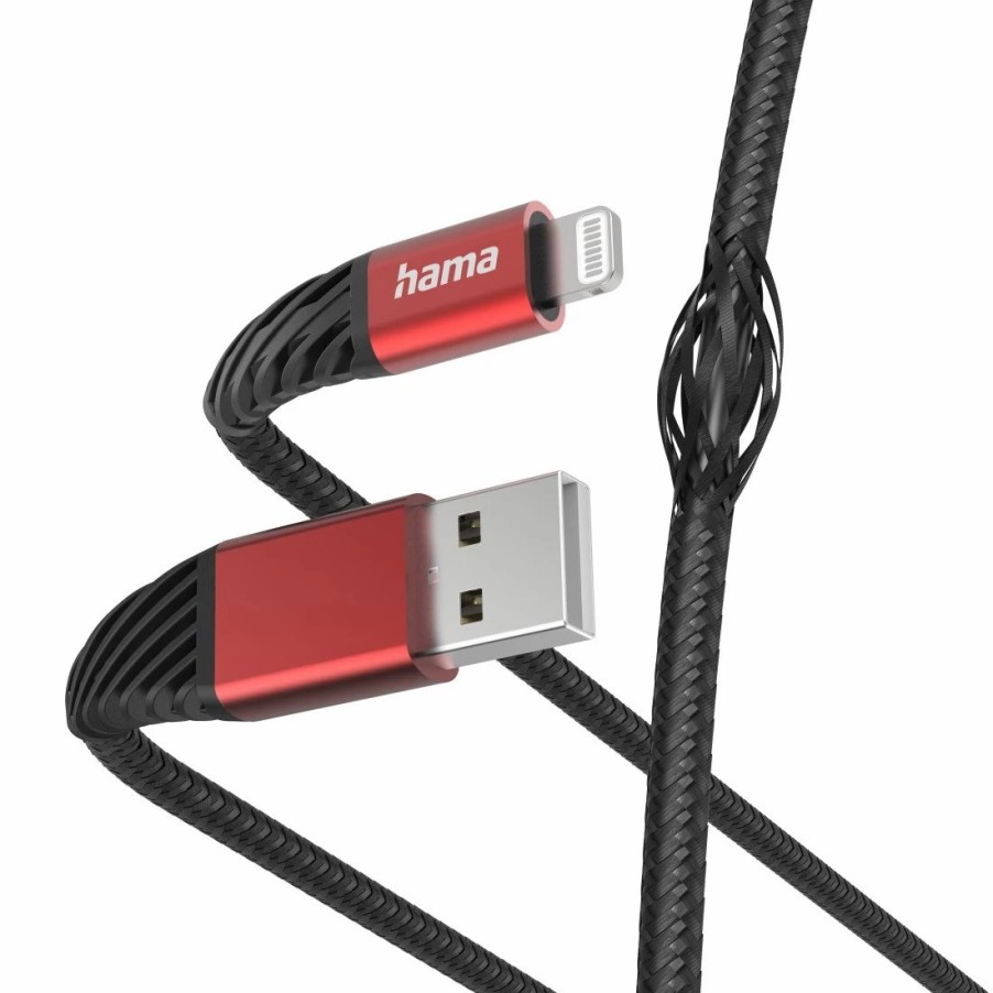 Handy & Mobile-Zubehör Hama | Ladekabel Extreme, Usb-A - Lightning, 1,5 M, Nylon, F. Iphone, Schw./Rot