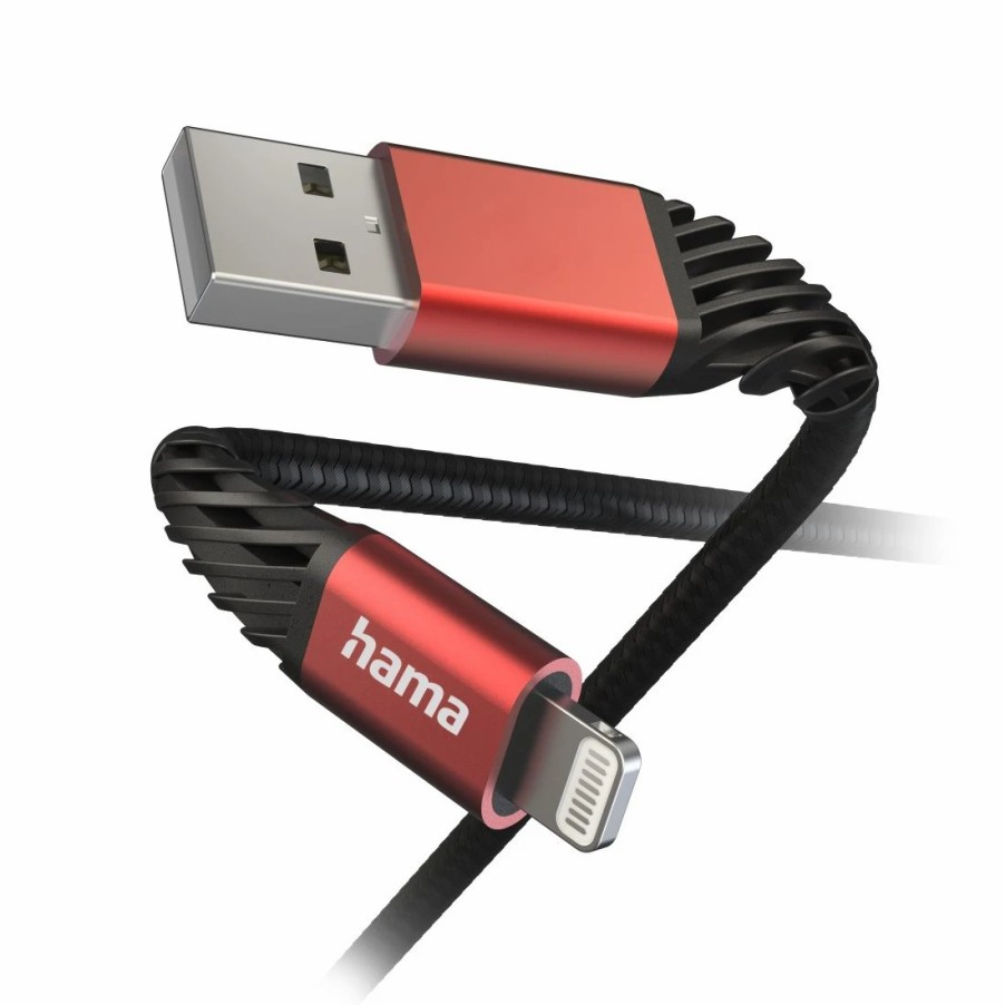 Handy & Mobile-Zubehör Hama | Ladekabel Extreme, Usb-A - Lightning, 1,5 M, Nylon, F. Iphone, Schw./Rot