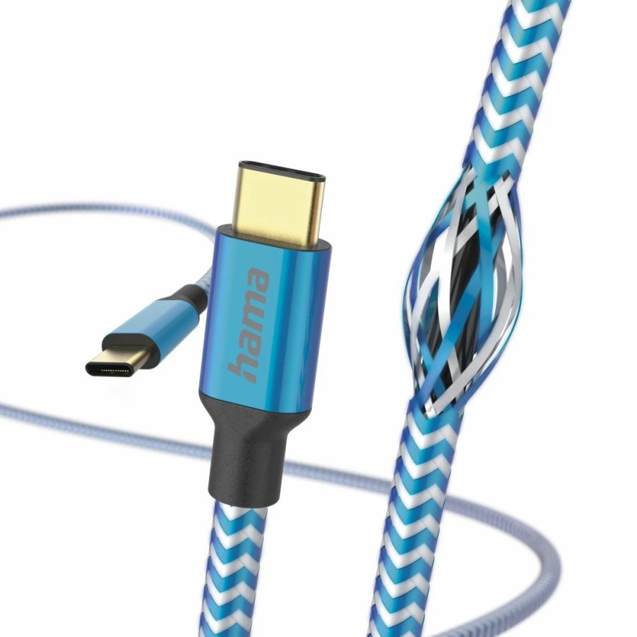 Handy & Mobile-Zubehör Hama | Ladekabel Reflective, Usb-C - Usb-C, 1,5 M, Nylon, Blau