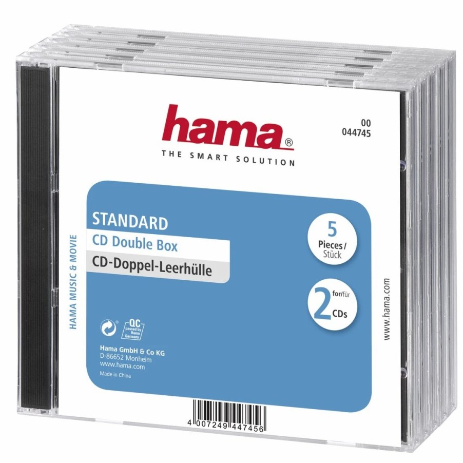 PC- & Laptop-Zubehör Hama | Cd-Doppel-Leerhulle Standard, 5Er-Pack, Transparent/Schwarz