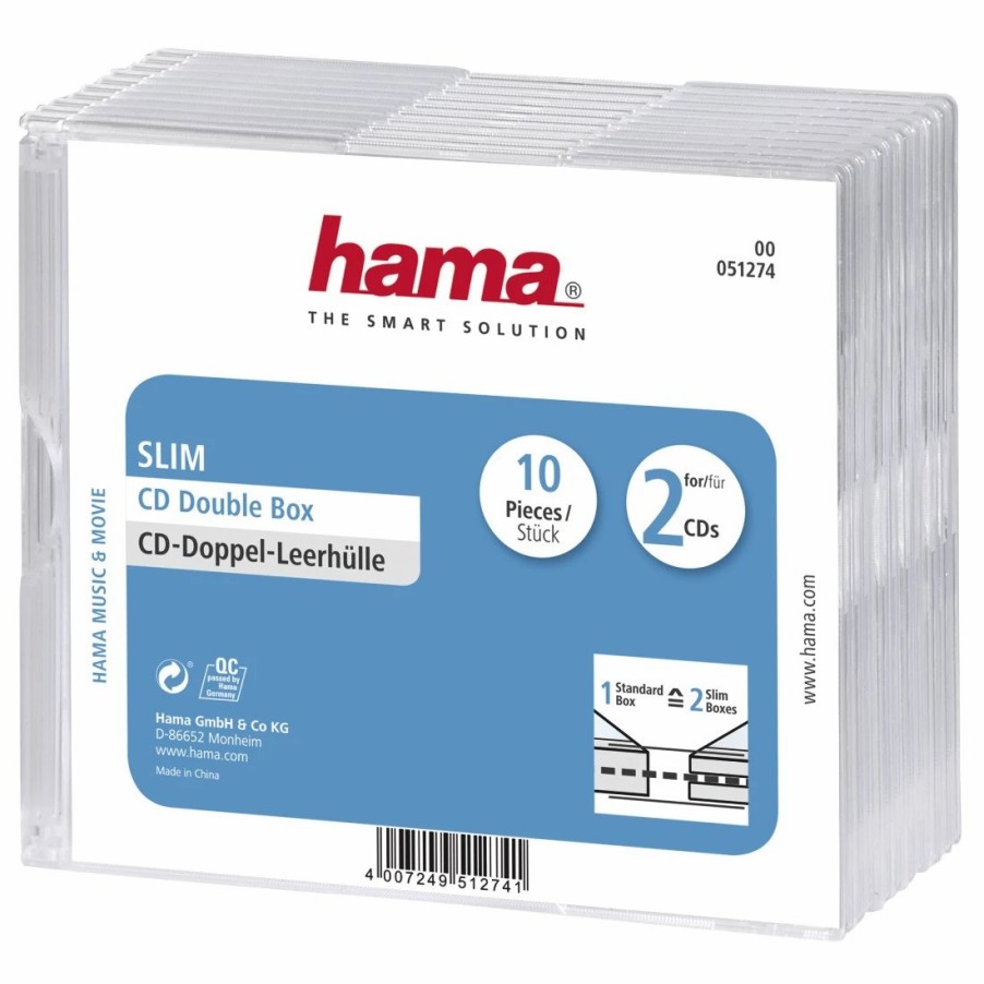 PC- & Laptop-Zubehör Hama | Cd-Leerhulle Slim Double, 10Er-Pack, Transparent