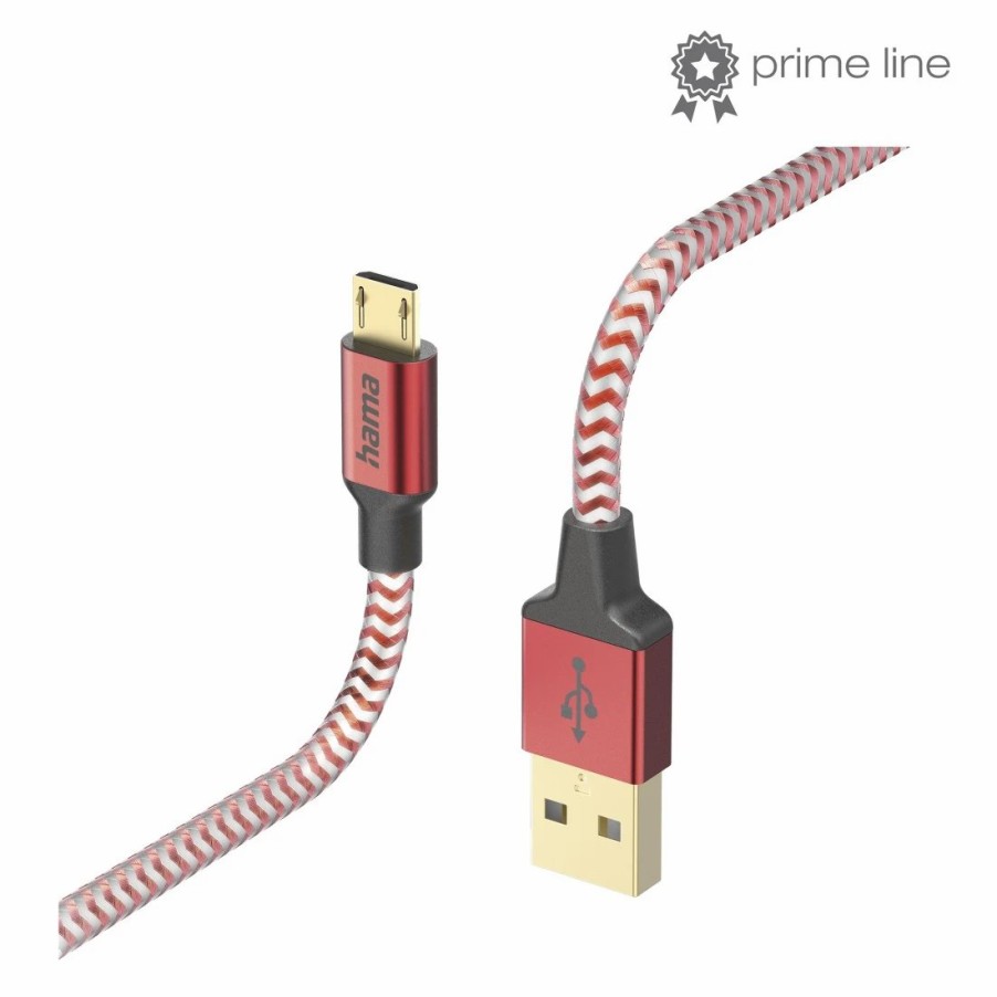 Handy & Mobile-Zubehör Hama | Ladekabel Reflective, Usb-A - Micro-Usb, 1,5 M, Nylon, Rot