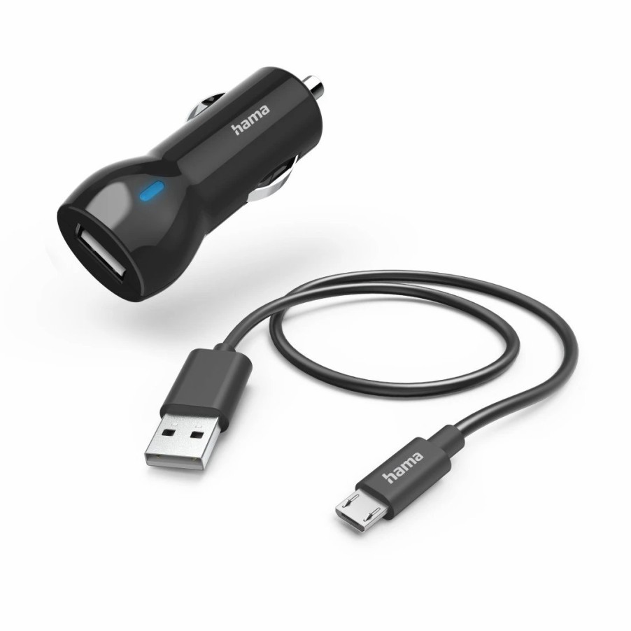 Handy & Mobile-Zubehör Hama | Auto-Ladegerat Mit Ladekabel Mikro-Usb, 12 W, 1,0 M, Schwarz