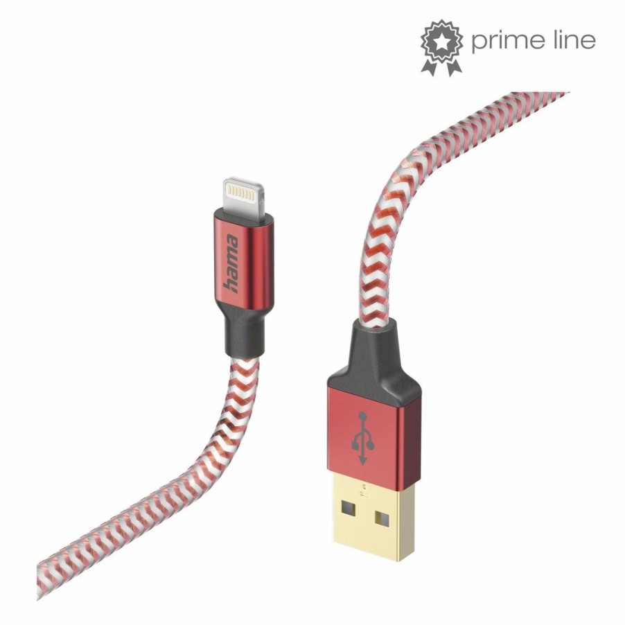 Handy & Mobile-Zubehör Hama | Ladekabel Reflective, Usb-A - Lightning, 1,5 M, Nylon, Rot