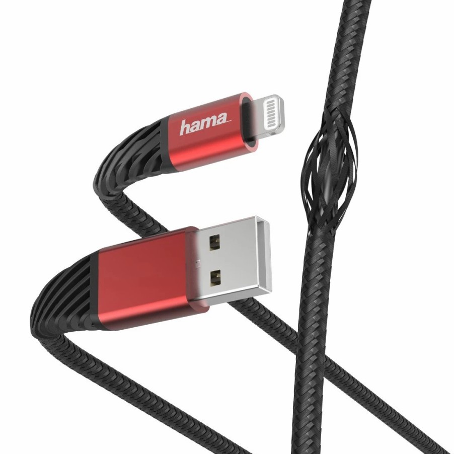 Handy & Mobile-Zubehör Hama | Lade-/Datenkabel Extreme, Usb-A - Lightning, 1,5 M, Schwarz/Rot