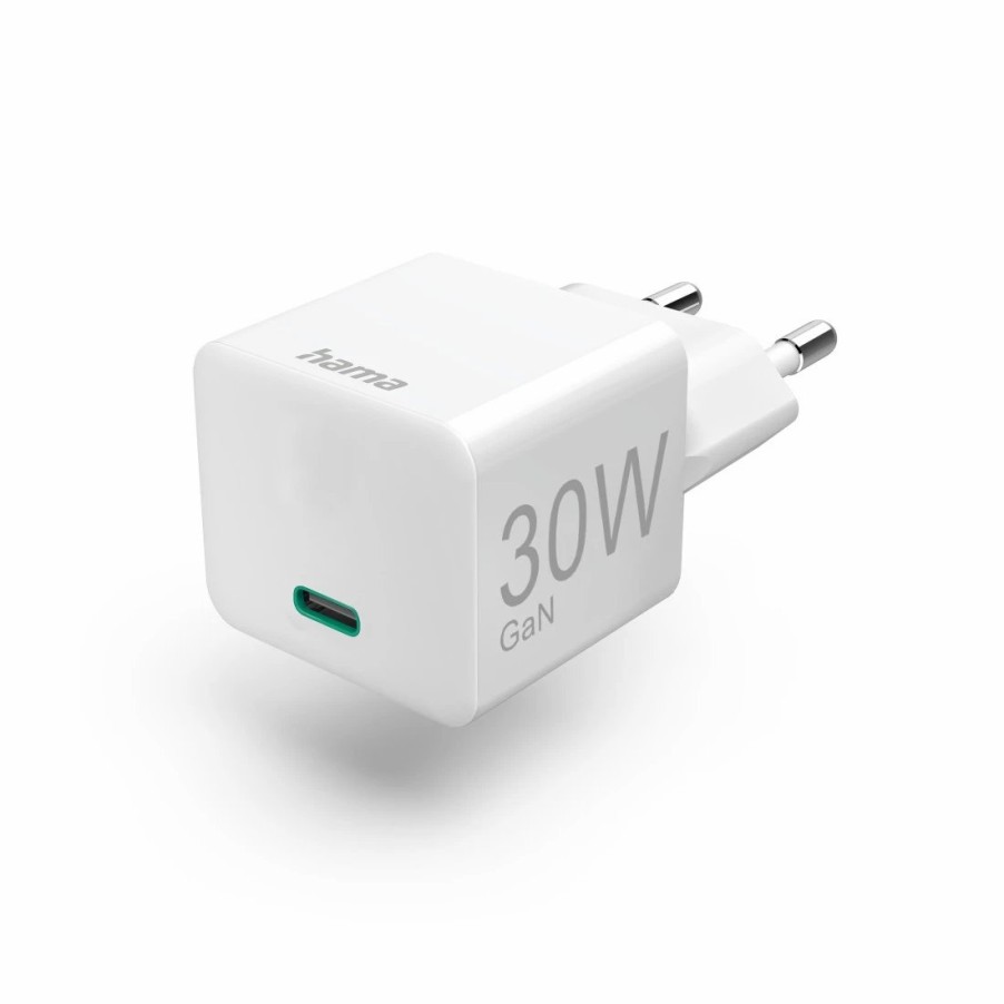 Handy & Mobile-Zubehör Hama | Schnellladegerat, Usb-C, Pd/Qualcomm®/Gan, Mini-Ladegerat, 30 W, Weis