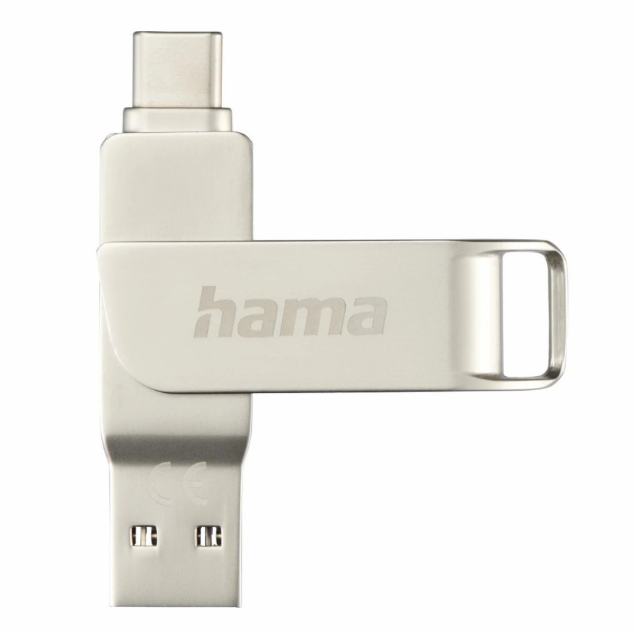 PC- & Laptop-Zubehör Hama | Usb-Stick C-Rotate Pro, Usb-C 3.1/3.0, 128Gb, 100Mb/S, Silber