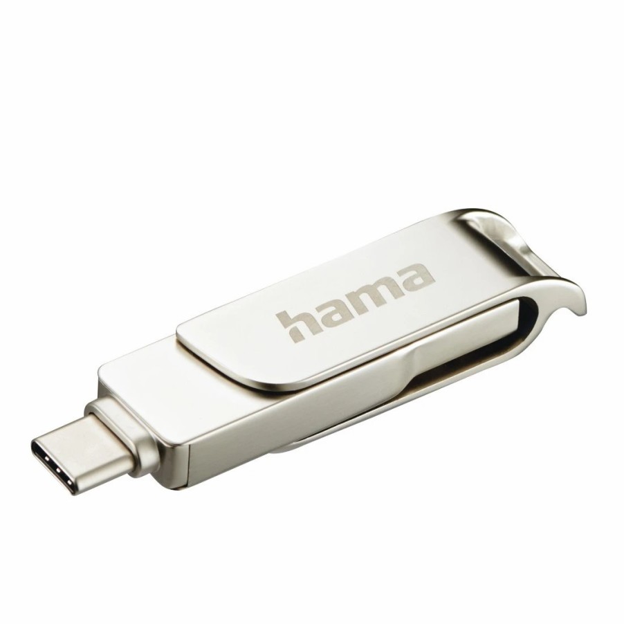 PC- & Laptop-Zubehör Hama | Usb-Stick C-Rotate Pro, Usb-C 3.1/3.0, 128Gb, 100Mb/S, Silber