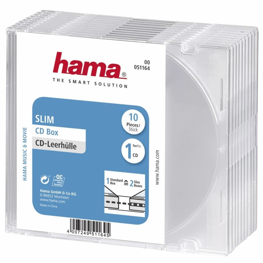 PC- & Laptop-Zubehör Hama | Cd-Leerhulle Slim, 10Er-Pack, Transparent