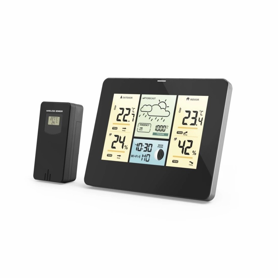 Smart-Home-Sicherheit Hama Heizung | Wlan-Wetterstation Mit App, Ausensensor, Thermometer/Hygrometer/Barometer