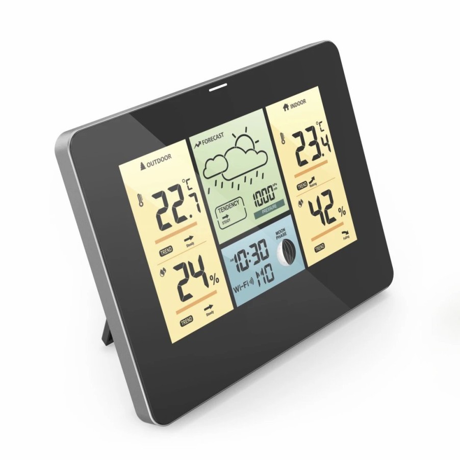 Smart-Home-Sicherheit Hama Heizung | Wlan-Wetterstation Mit App, Ausensensor, Thermometer/Hygrometer/Barometer