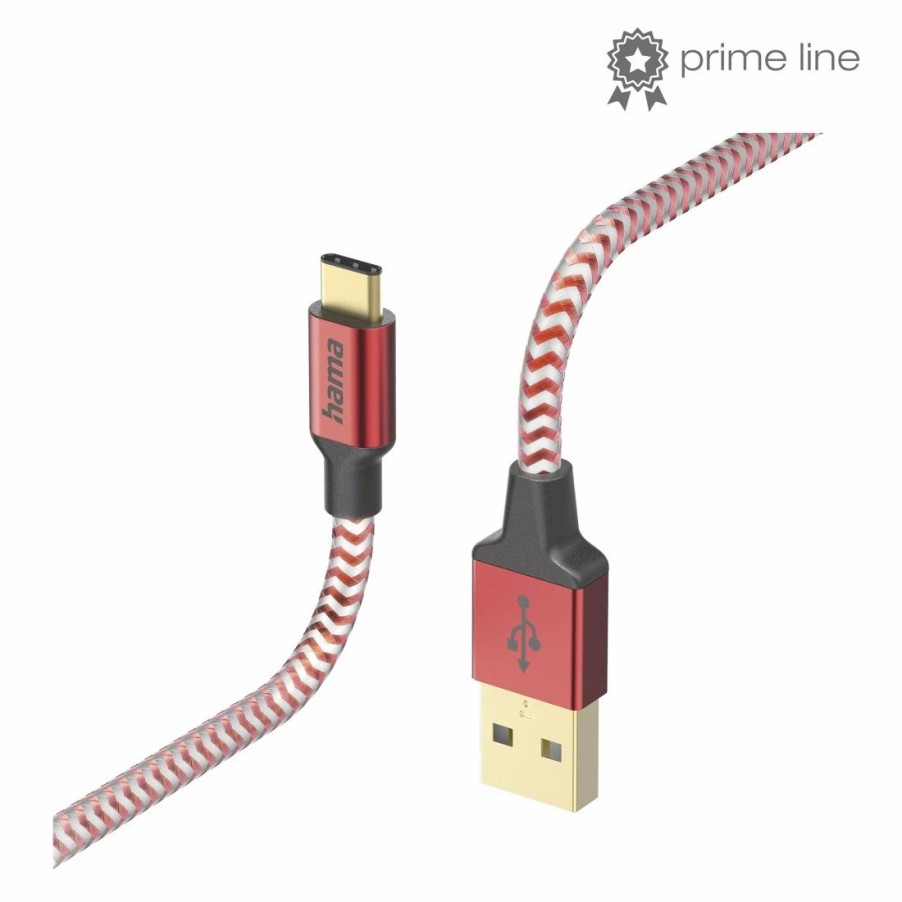 Handy & Mobile-Zubehör Hama | Ladekabel Reflective, Usb-A - Usb-C, 1,5 M, Nylon, Rot