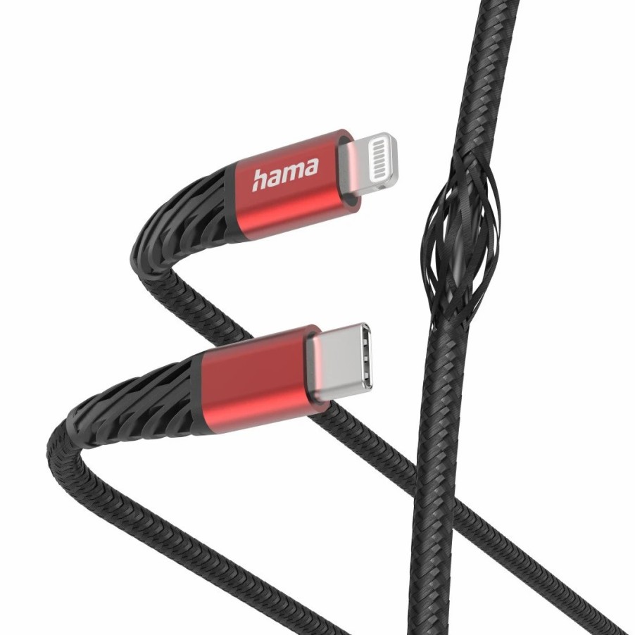 Handy & Mobile-Zubehör Hama | Ladekabel Extreme, Usb-C - Lightning, 1,5 M, Nylon, F. Iphone, Schw./Rot