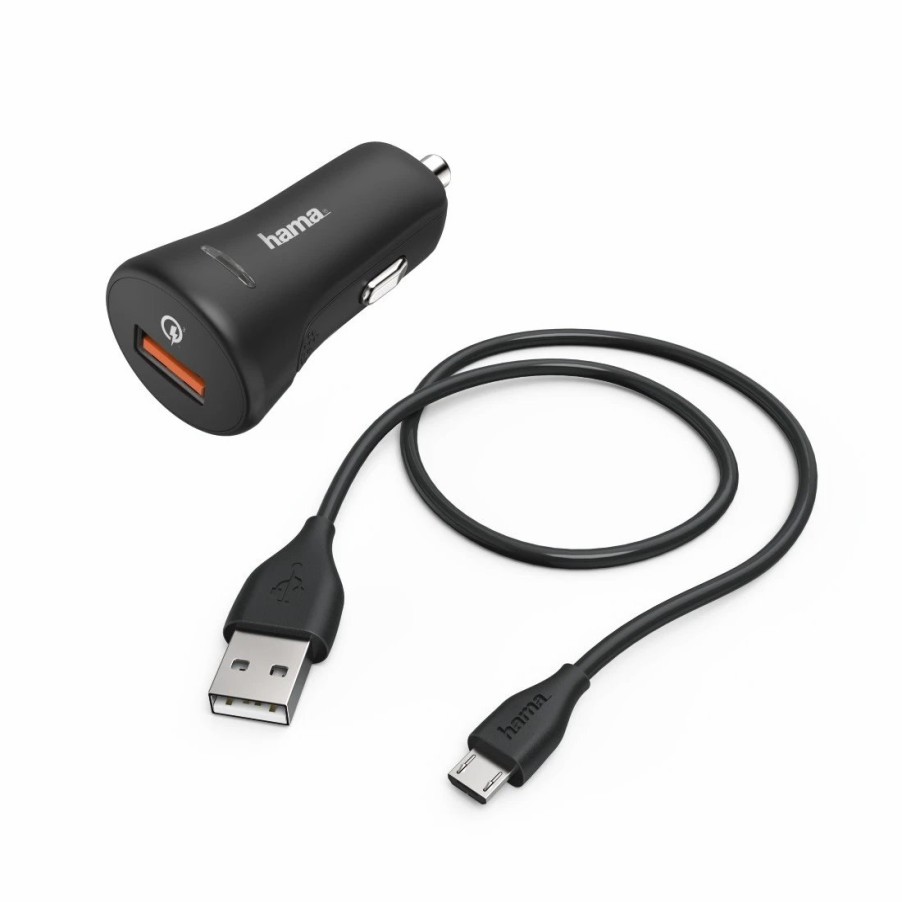 Handy & Mobile-Zubehör Hama | Kfz-Ladeset, Micro Usb, 3A, Ladegerat Qc3.0 + Micro-Usb-Kabel, 1,5 M, Schw.