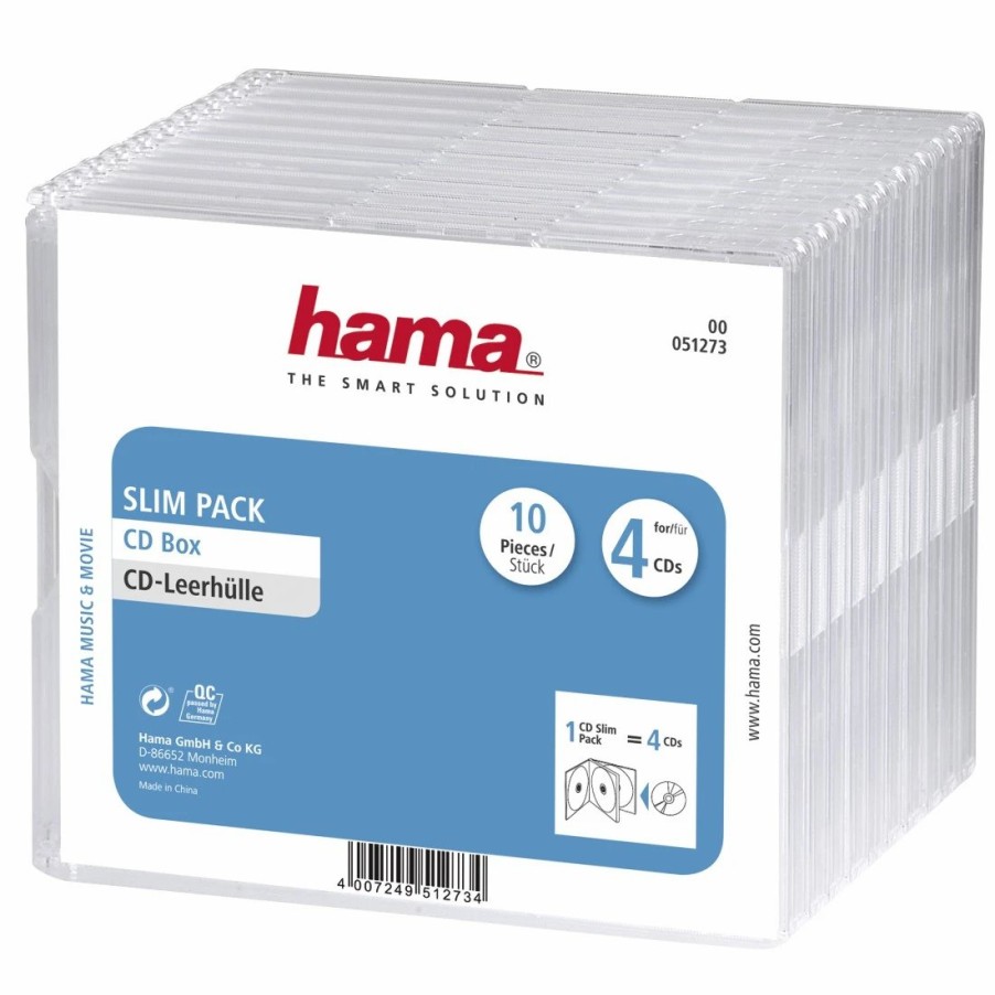 PC- & Laptop-Zubehör Hama | Cd-Leerhulle Slim Pack 4, 10Er-Pack, Transparent