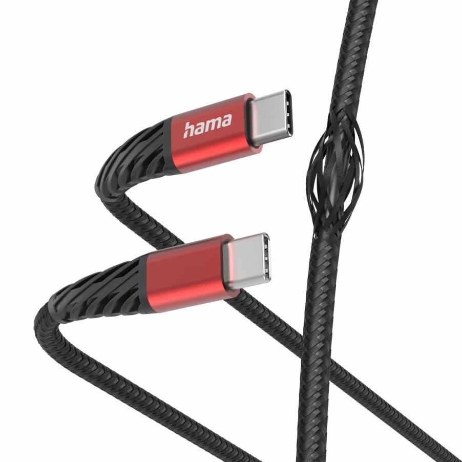 Handy & Mobile-Zubehör Hama | Ladekabel Extreme, Usb-C - Usb-C, 1,5 M, Nylon, Schwarz/Rot