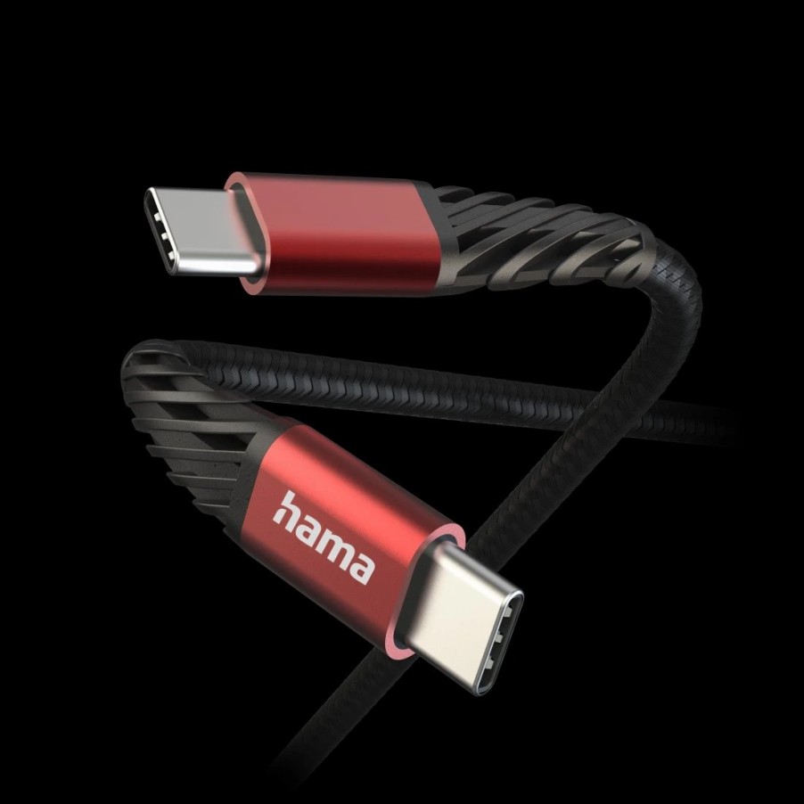 Handy & Mobile-Zubehör Hama | Ladekabel Extreme, Usb-C - Usb-C, 1,5 M, Nylon, Schwarz/Rot