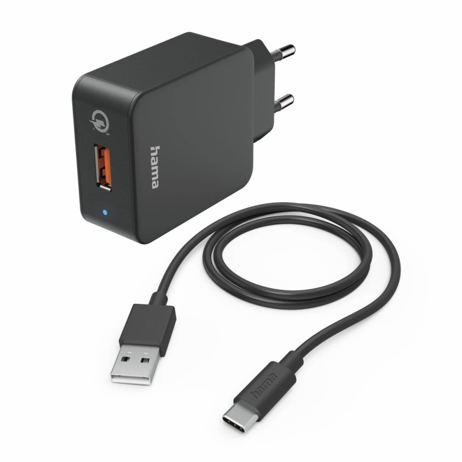 Handy & Mobile-Zubehör Hama | Schnellladegerat Mit Ladekabel Usb-C, Qualcomm®, 19,5 W, 1,5 M, Schwarz