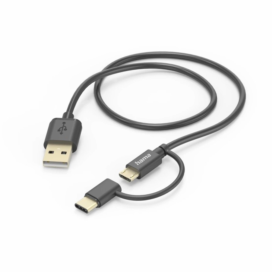 Handy & Mobile-Zubehör Hama | 2In1 Multi-Ladekabel, Usb-A - Micro-Usb Und Usb-C, 1 M, Schwarz