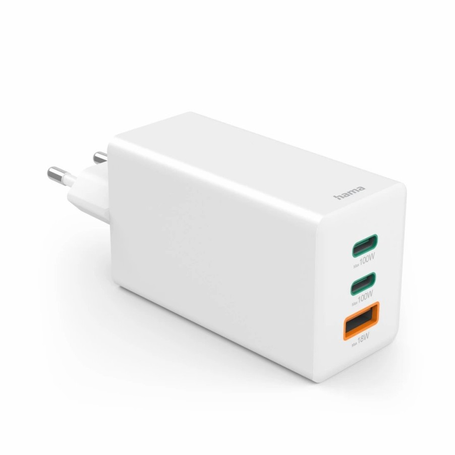 Handy & Mobile-Zubehör Hama | Schnellladegerat, Gan, 2X Usb-C Pd, 1X Usb-A Qc, Mini-Ladegerat, 100 W, Ws