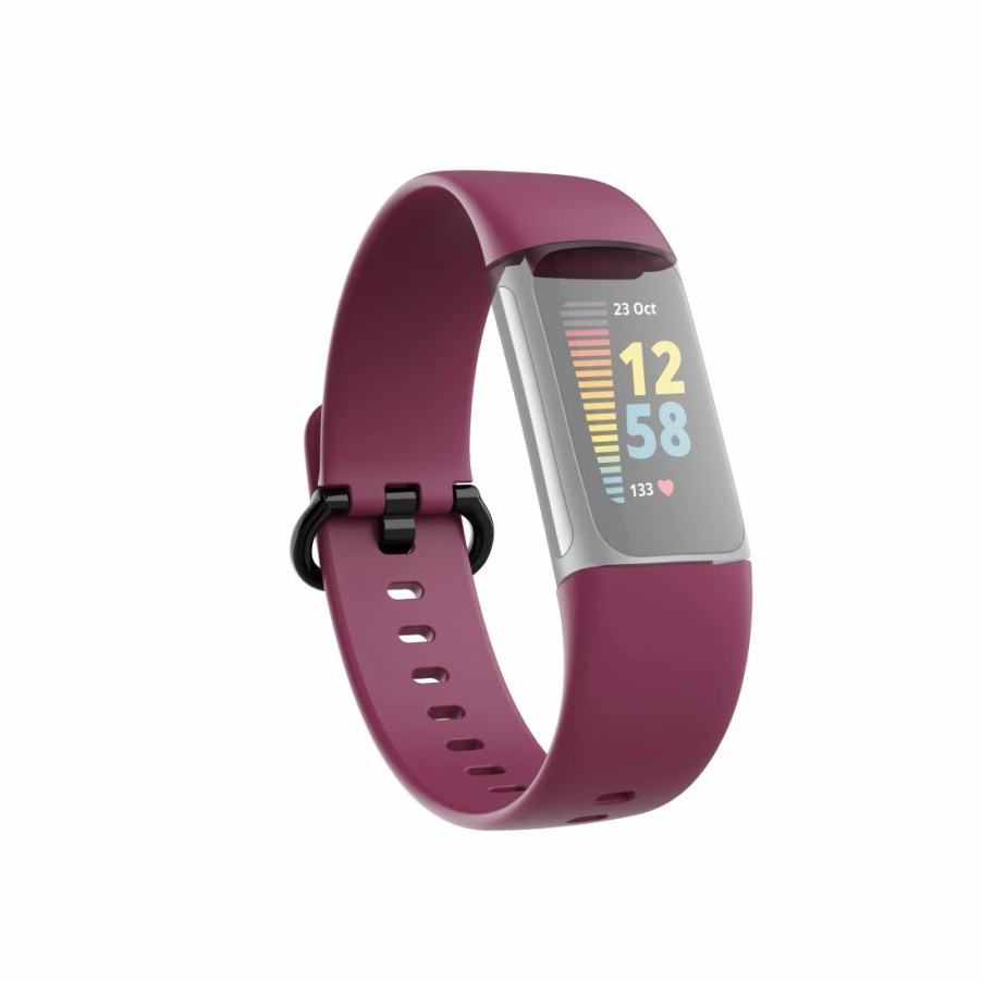 Smartwatches & Zubehör Hama Fitbit-Armbänder | Armband Fur Fitbit Charge 5, Uhrenarmband Zum Tauschen, Universal, Bordeaux