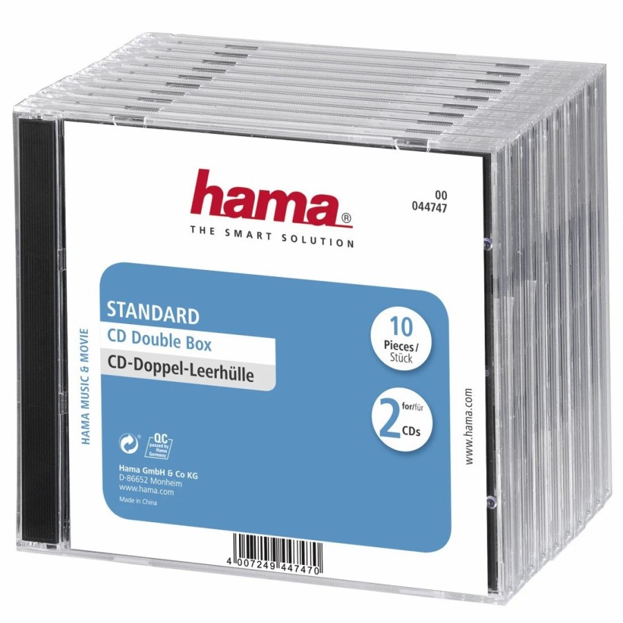 PC- & Laptop-Zubehör Hama | Cd-Doppel-Leerhulle Standard, 10Er-Pack, Transparent/Schwarz