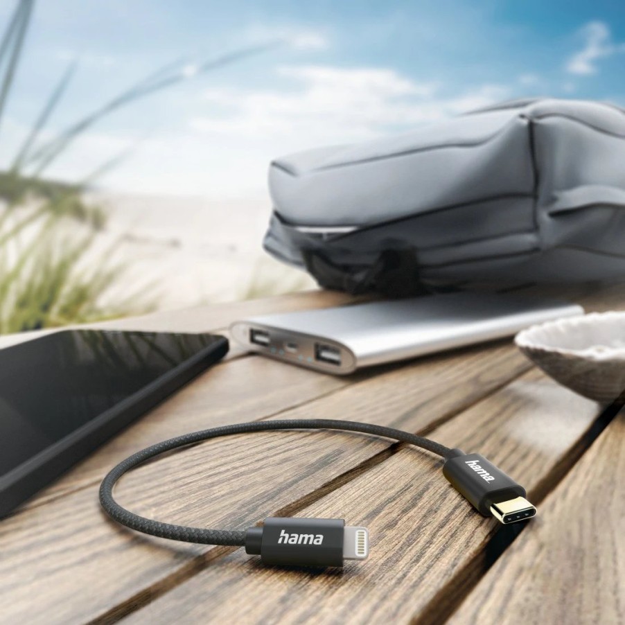 Handy & Mobile-Zubehör Hama | Ladekabel, Usb-C - Lightning, 0,2 M, Nylon, Schwarz