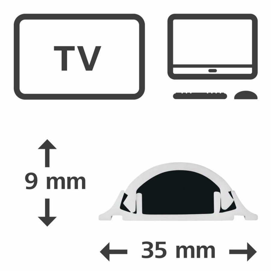 TV & Heimkino-Zubehör Hama Kabelmanagement für TVs | Pvc-Kabelkanal, Halbrund, Selbstklebend, 100/3,5/0,9 Cm, Weis