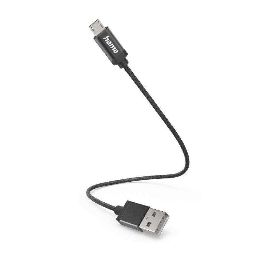 Handy & Mobile-Zubehör Hama | Ladekabel, Usb-A - Micro-Usb, 0,2 M, Nylon, Schwarz