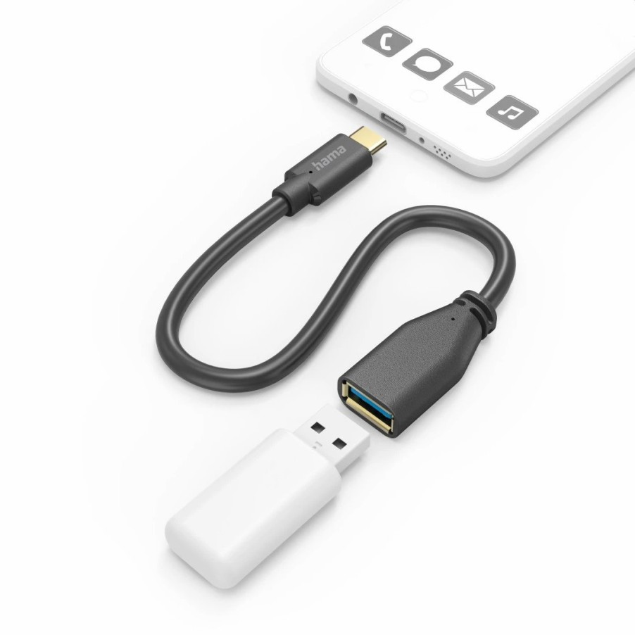 PC- & Laptop-Zubehör Hama | Usb-Adapterkabel, Otg, Usb-C-Stecker - Usb-A-Buchse, 15 Cm, Schwarz