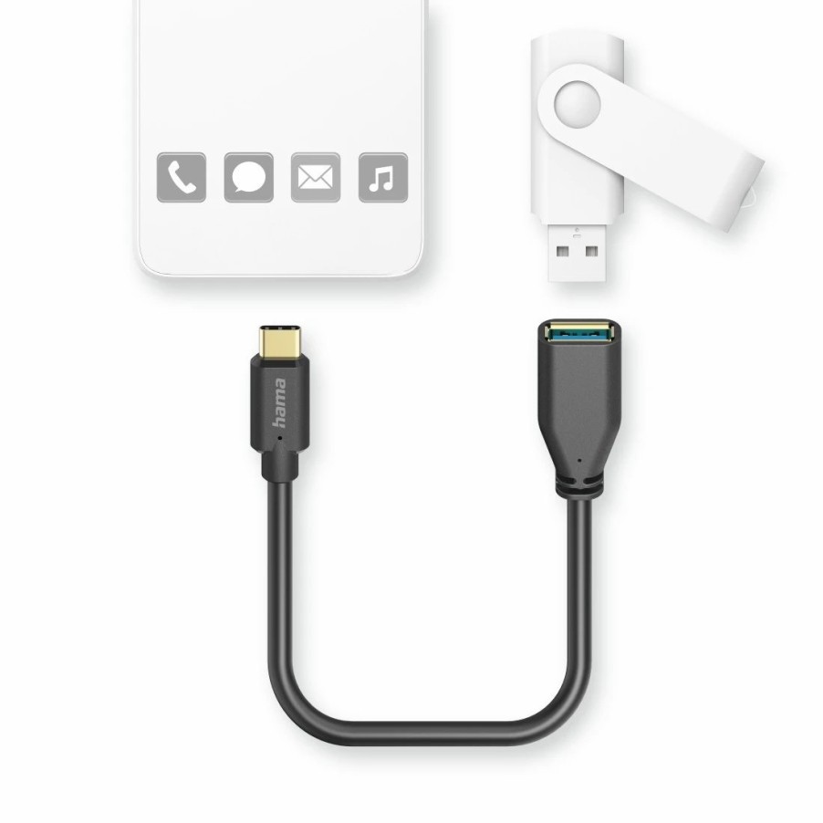 PC- & Laptop-Zubehör Hama | Usb-Adapterkabel, Otg, Usb-C-Stecker - Usb-A-Buchse, 15 Cm, Schwarz