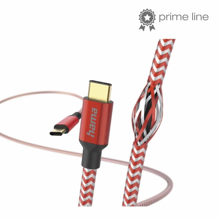 Handy & Mobile-Zubehör Hama | Ladekabel Reflective, Usb-C - Usb-C, 1,5 M, Nylon, Rot