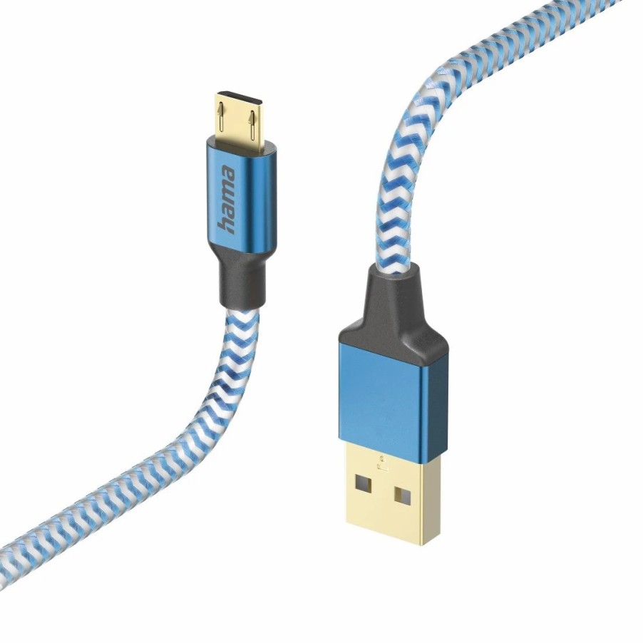 Handy & Mobile-Zubehör Hama | Ladekabel Reflective, Usb-A - Micro-Usb, 1,5 M, Nylon, Blau