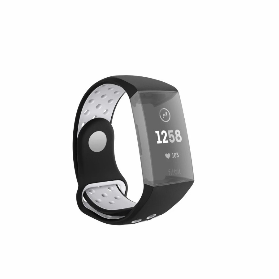 Smartwatches & Zubehör Hama Fitbit-Armbänder | Sportarmband Fur Fitbit Charge 3/4, Atmungsaktives Uhrenarmband, Schw./Grau