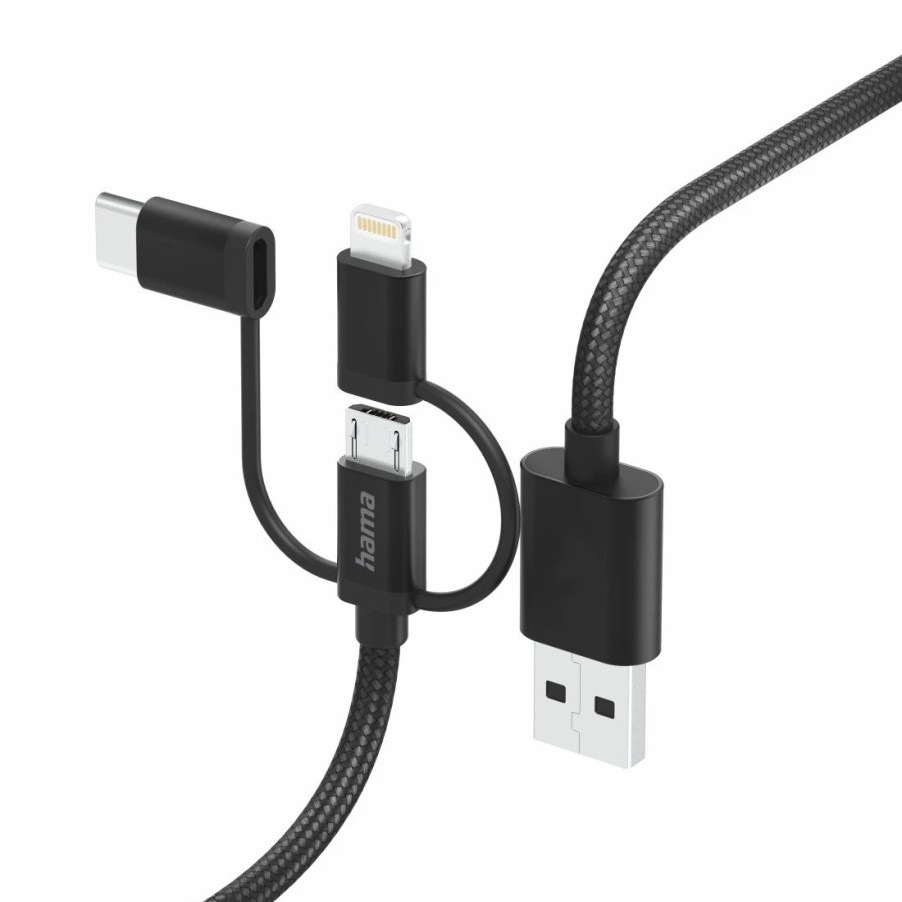 Handy & Mobile-Zubehör Hama | 3In1 Multi-Ladekabel, Usb-A - Micro-Usb, Usb-C U. Lightning, 1,5 M, Schwarz