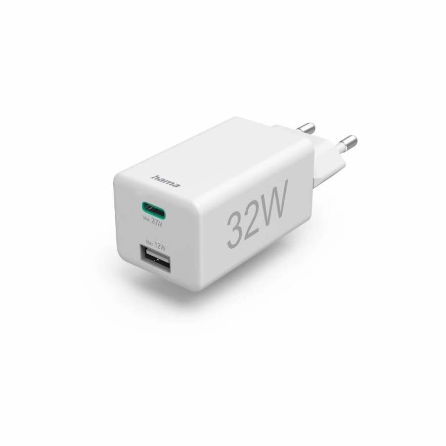 Handy & Mobile-Zubehör Hama | Schnellladegerat, 1X Usb-C, 1X Usb-A, Pd/Qualcomm®, Mini-Ladegerat, 32W, Ws