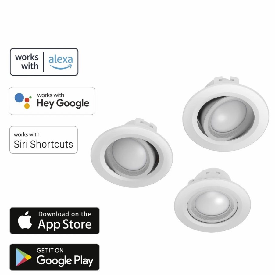 Smart-Home-Produkte Hama Smart-Home-Deckenleuchten | Wlan Led-Einbauspot, 5W, Per Sprache/App Steuern, Verstellbar, 3 St., Weis