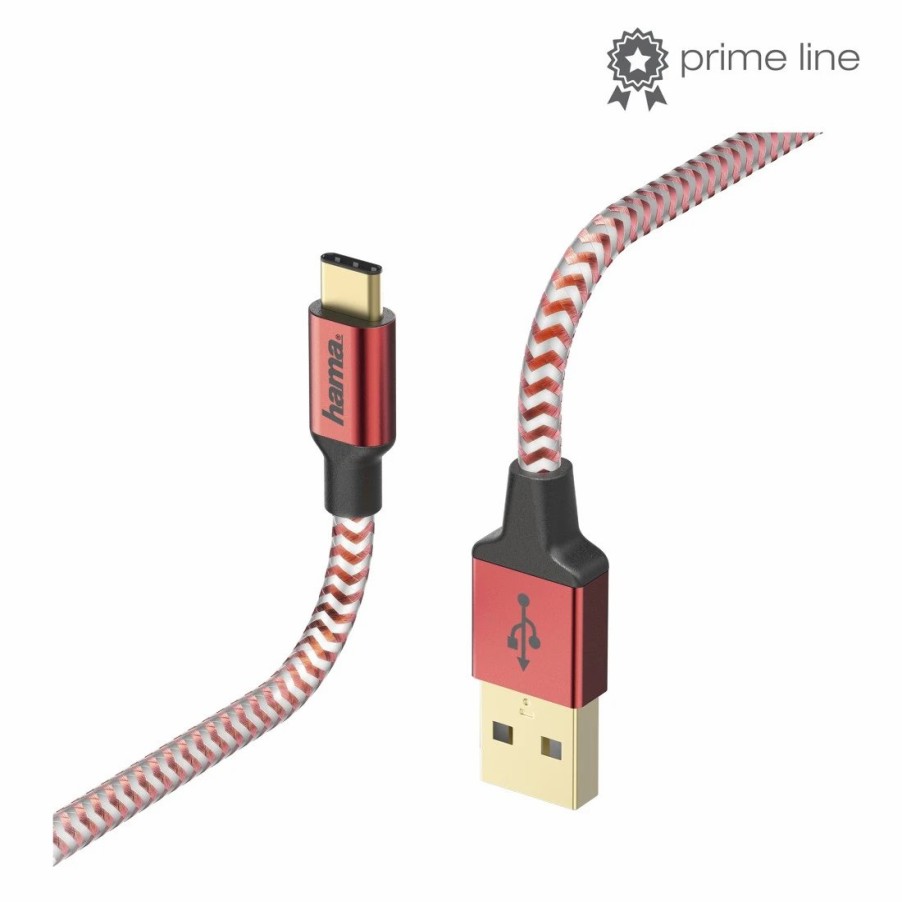 Handy & Mobile-Zubehör Hama | Lade-/Datenkabel Reflective, Usb Type-C - Usb-A, 1,5 M, Rot