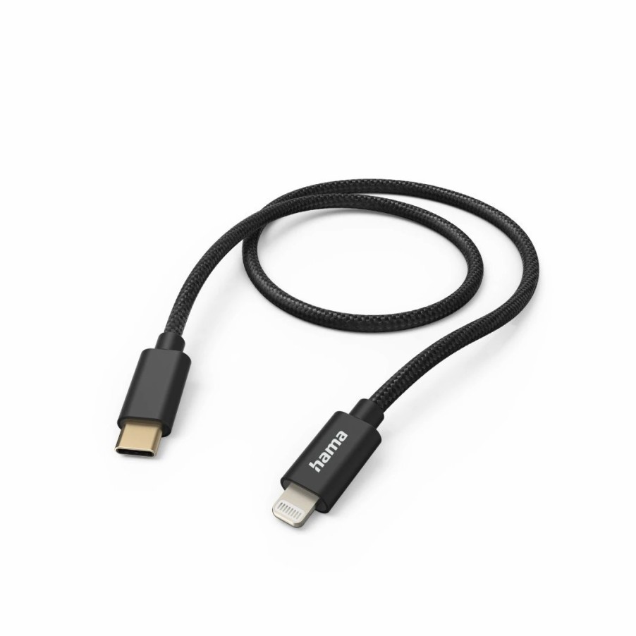 Handy & Mobile-Zubehör Hama | Ladekabel Fabric, Usb-C - Lightning, 1,5 M, Nylon, Fur Iphone, Schwarz