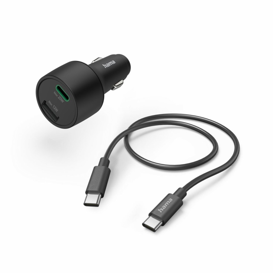 Handy & Mobile-Zubehör Hama | Auto-Schnellladegerat, 1X Usb-C, 1X Usb-A, Pd/Qc, Ladeset, 32 W, Schwarz