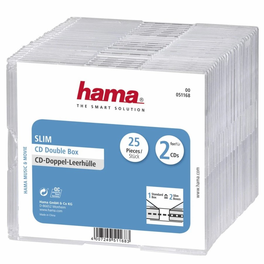 PC- & Laptop-Zubehör Hama | Cd-Leerhulle Slim Double, 25Er-Pack, Transparent