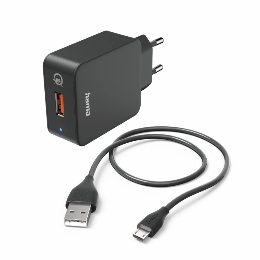 Handy & Mobile-Zubehör Hama | Schnellladegerat Mit Ladekabel Micro-Usb, Qualcomm®, 19,5 W, 1,5 M, Schwarz