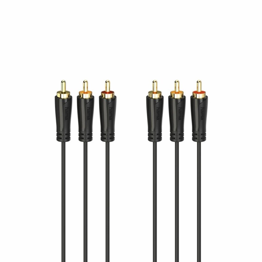 TV & Heimkino-Zubehör Hama TV-Audiokabel & -adapter | Audio-/Video-Kabel, 3 Cinch-Stecker - 3 Cinch-Stecker, Vergoldet, 3,0 M