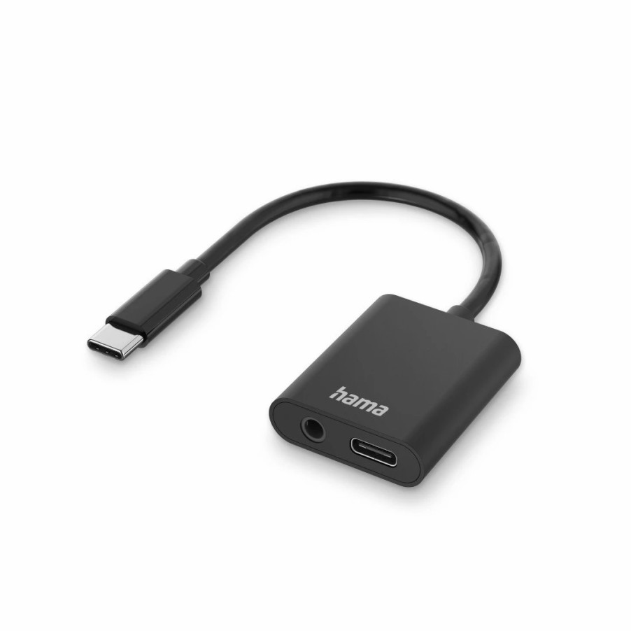 Handy & Mobile-Zubehör Hama | 2In1 Audio-Ladeadapter, Usb-C - Usb-C Und 3,5-Mm-Klinke Audio, Schwarz