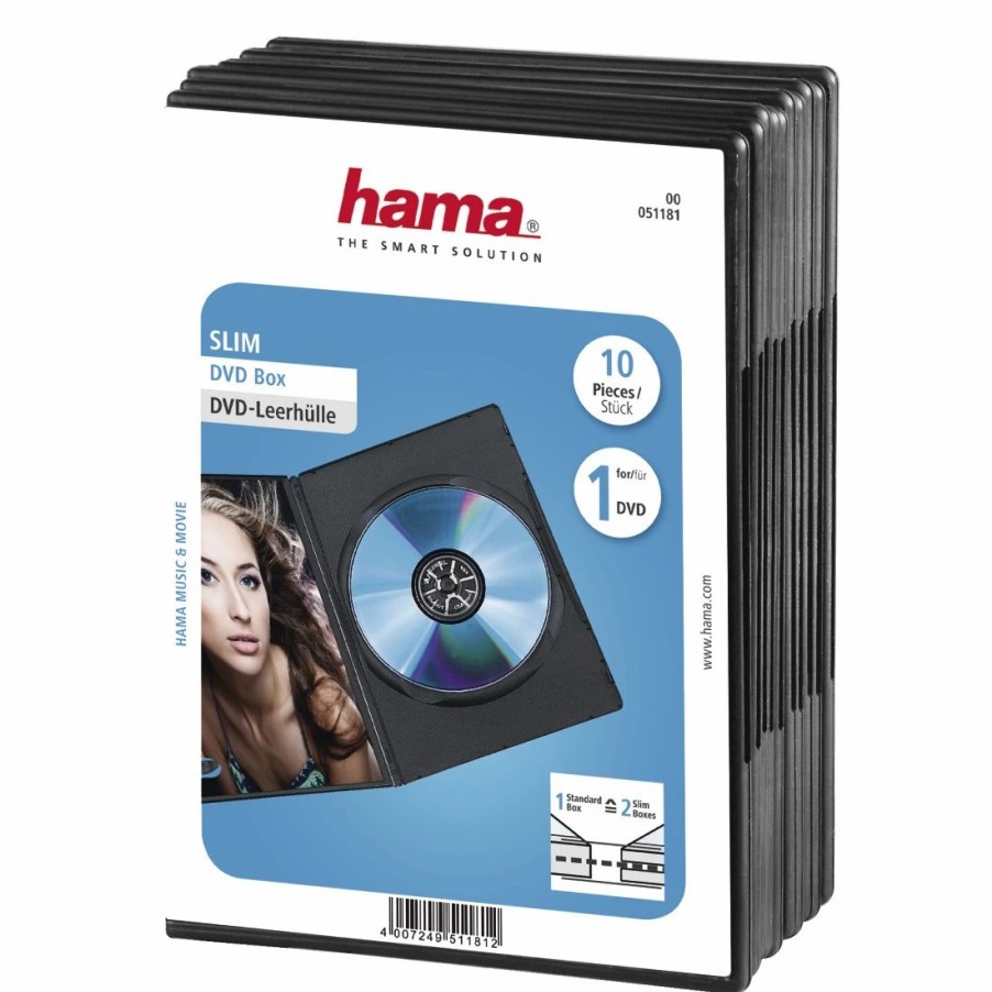 PC- & Laptop-Zubehör Hama | Dvd-Leerhulle Slim, 10Er-Pack, Schwarz