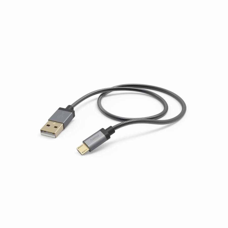 Handy & Mobile-Zubehör Hama | Ladekabel Metall, Usb-A - Micro-Usb, 1,5 M, Metallmantel, Anthrazit