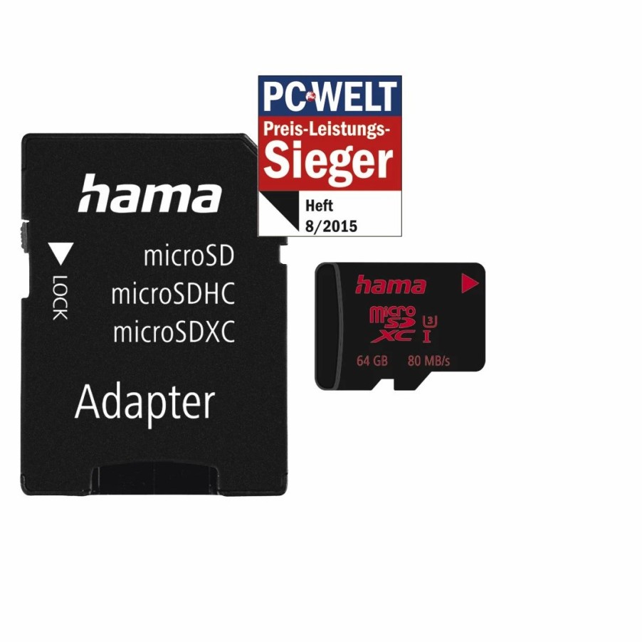 Handy & Mobile-Zubehör Hama | Microsdxc 64Gb Uhs Speed Class 3 Uhs-I 80Mb/S + Adapter/Mobile