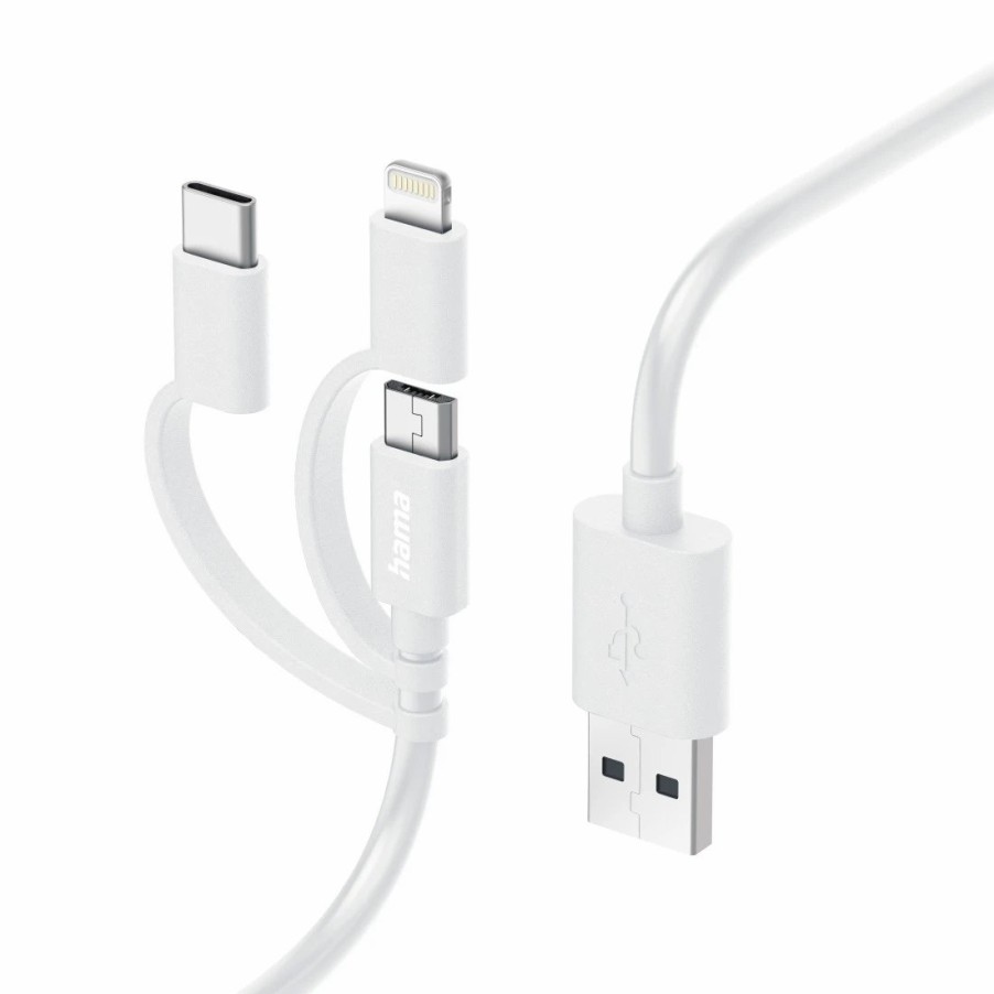 Handy & Mobile-Zubehör Hama | 3In1 Multi-Ladekabel, Usb-A - Micro-Usb, Usb-C Und Lightning, 1,0 M, Weis