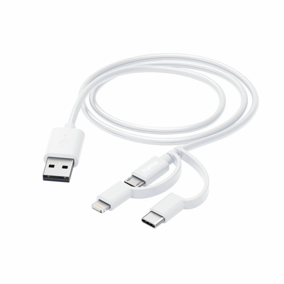 Handy & Mobile-Zubehör Hama | 3In1 Multi-Ladekabel, Usb-A - Micro-Usb, Usb-C Und Lightning, 1,0 M, Weis